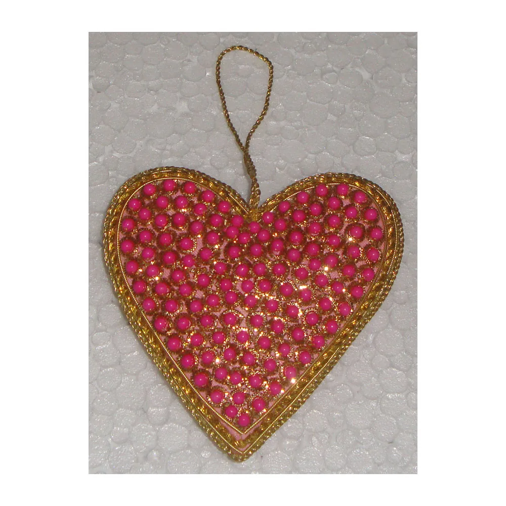 Colorful In Stock Christmas Cardboard Box Heart Shaped Gift Box Double Sided View In Christmas Ornaments Made By Fabric Zari