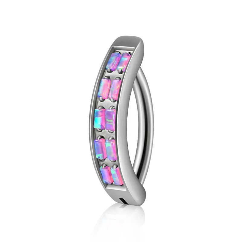 Wholesale 14G Belly Button Piercing, Stainless Steel 316L Clicker Navel Ring, for Women Men with CZ Opal Reverse Belly Ring