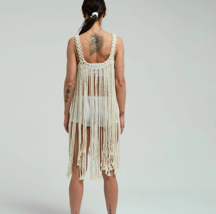 Tassel Dress macrame swimwear festival costume  Beach wedding dress Macrame dress festival outfit