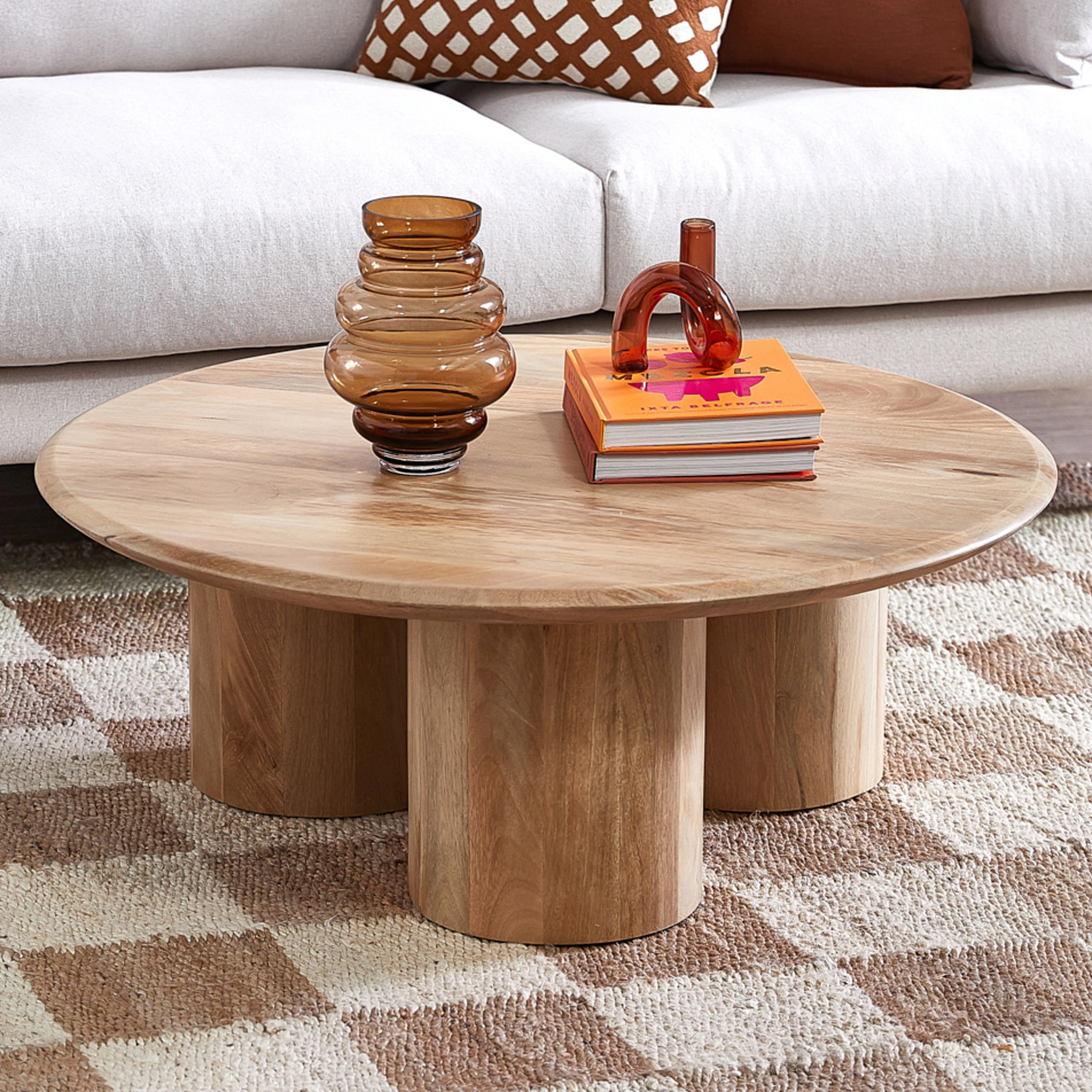 Solid Teak Wood Round Coffee Table Natural Outdoor Furniture - Fila