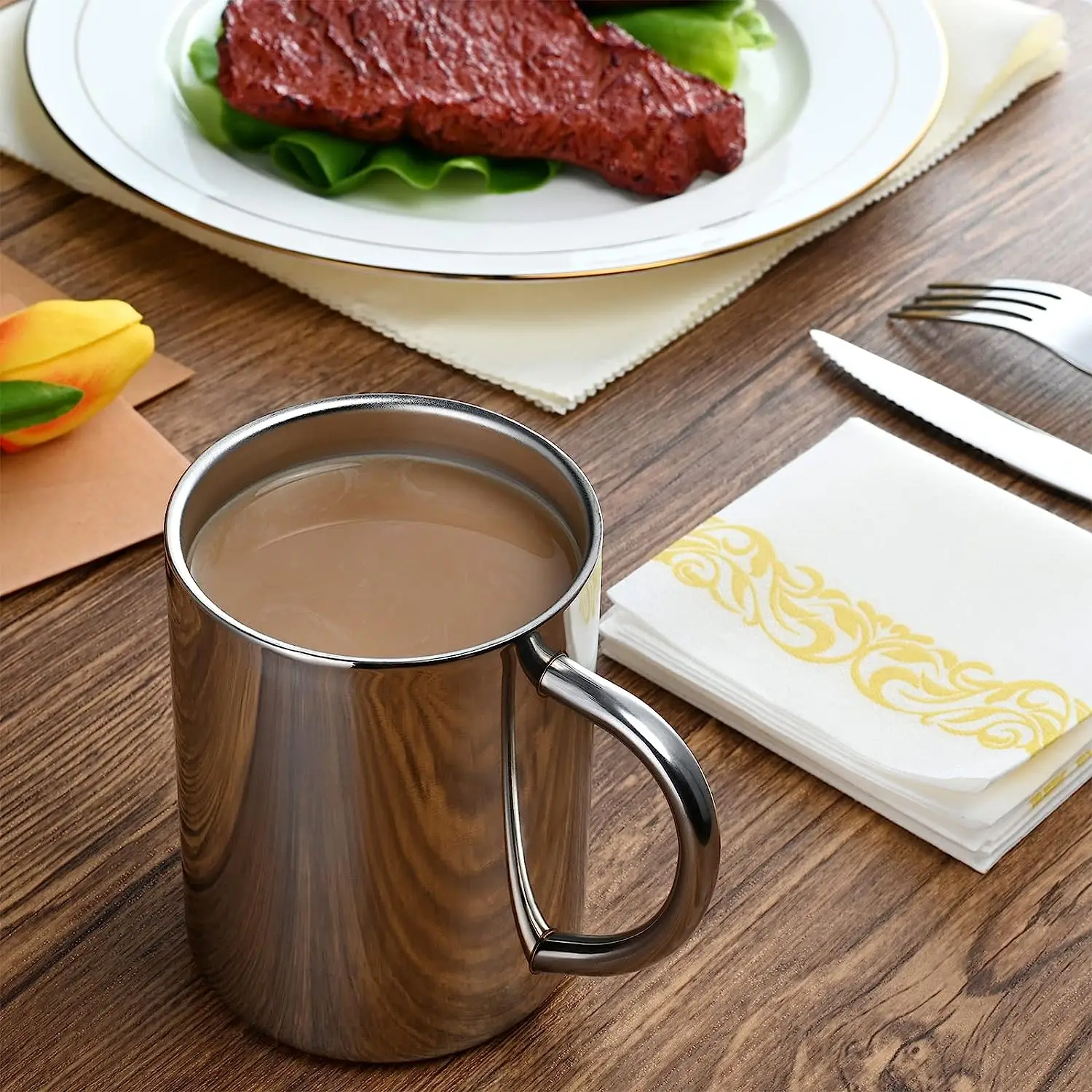 Best Selling Cheap prices Stainless Steel Double Wall Tea and Coffee Big Mug Set for Hot and Cold Beverages