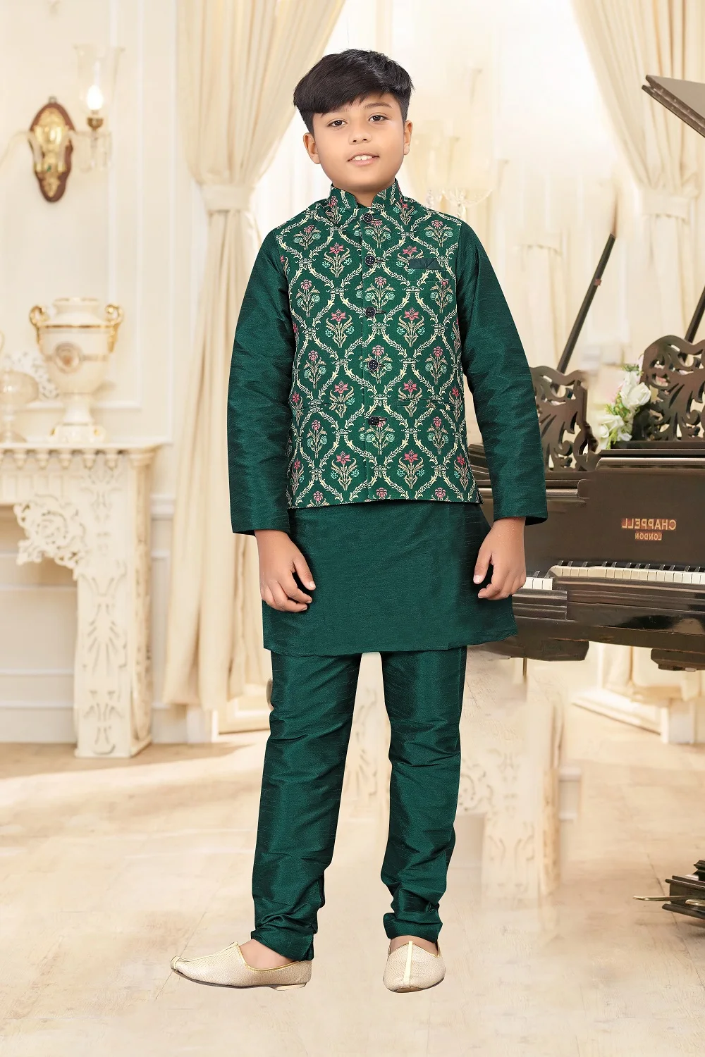 Designer Wedding Season SPECIAL TRADITIONAL KURTA CHURIDAR For KID Drip pattern Pathani Kurta Pajama Set Bollywood Fashion style