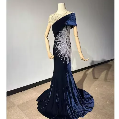 Platinum BLUE Beaded PLUS SZ Gatsby Miss Fisher 1920s flapper beaded party gown wedding dress and embellished dress