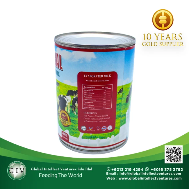 GLOBAL Full Cream Evaporated Filled milk with 2% protein for Coffee/Tea and Baking  Best products from Malaysia 390g,500g,1kg.