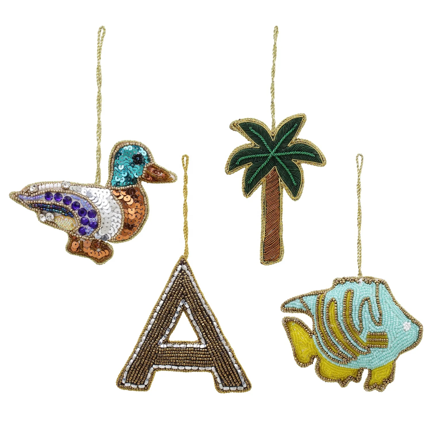 Handmade Handcrafted Embroidered Beaded Velvet satin Christmas Decorations Ornament Santa  Socks   Giraffe Elephant  Customized