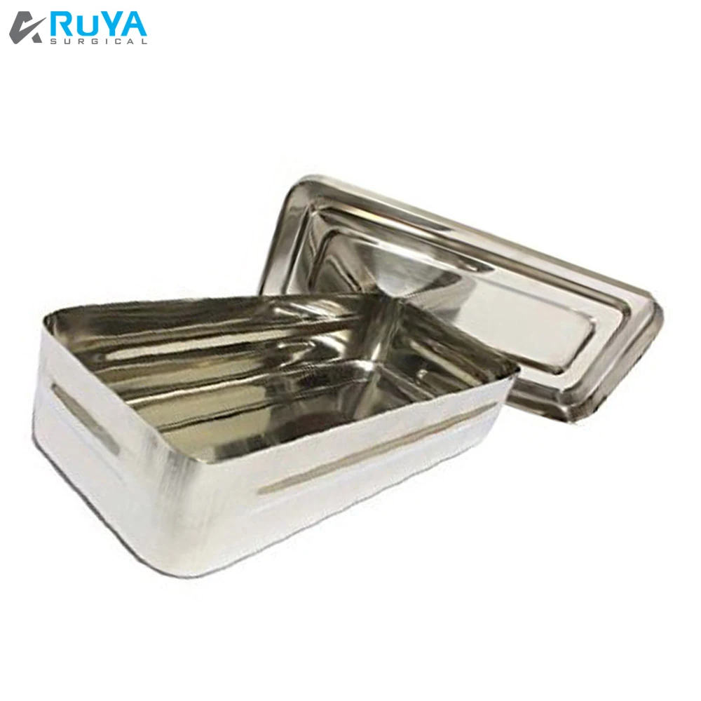 Hospital Stainless Steel Mixing Medicine Hollow Ware Utensils Surgical Reusable Kidney Instruments Dish Tray With Lid CE ISO PK