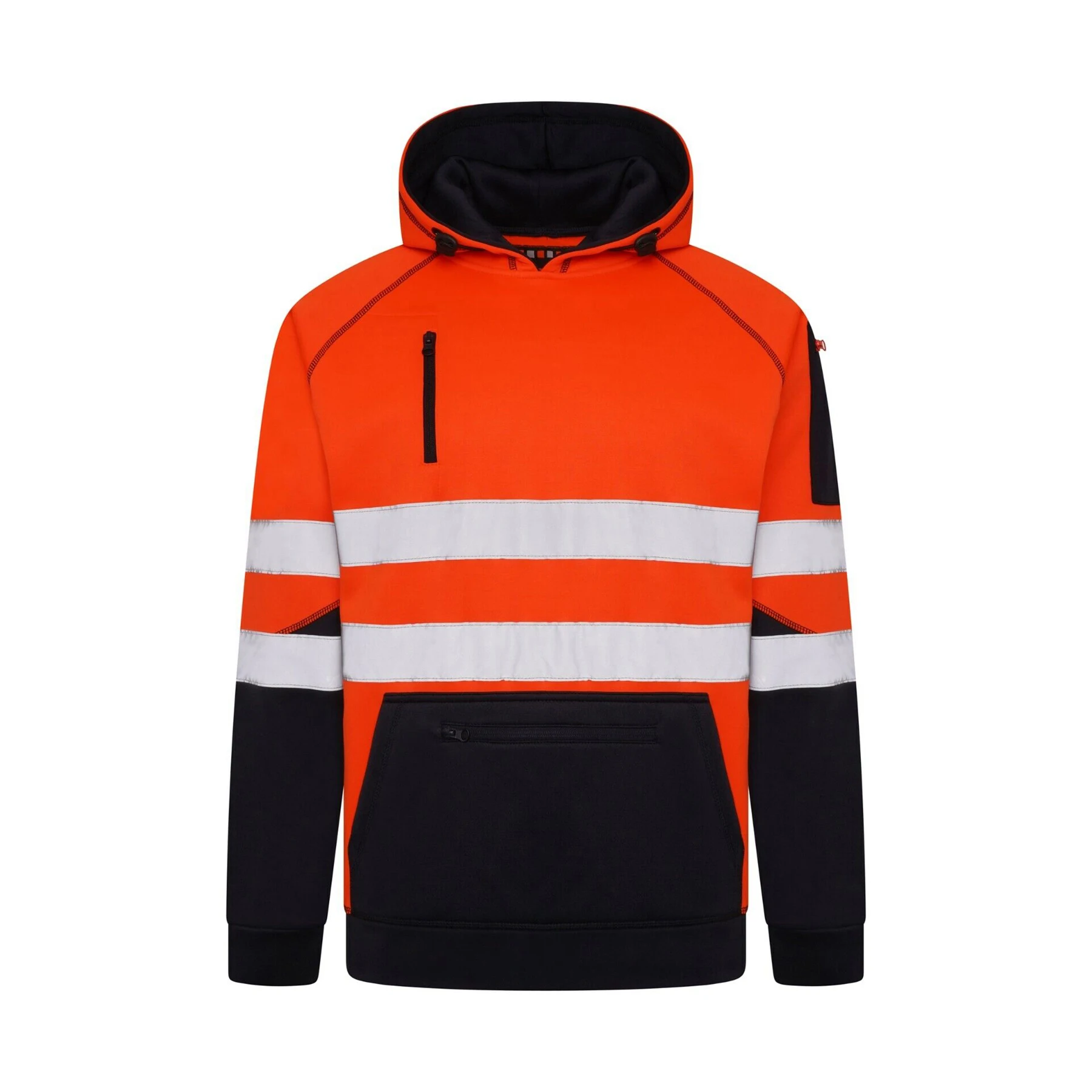 Men High Visibility Reflector Hoodie Work and Safety Fleece Zipper and Pullover Hooded Sweatshirt Fleece Jacket