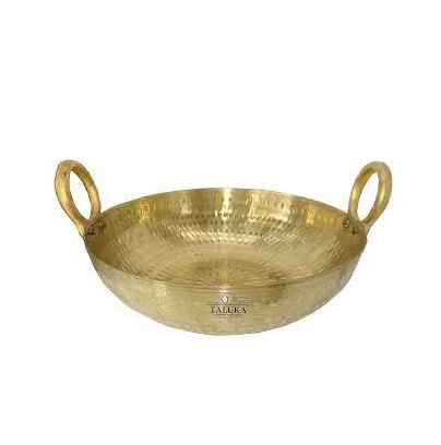 Pure Brass Kadai for Deep Frying Cooking Utensils Healthy Benefits Brass Handmade Design Food Warmer For Table Top Serving Usage