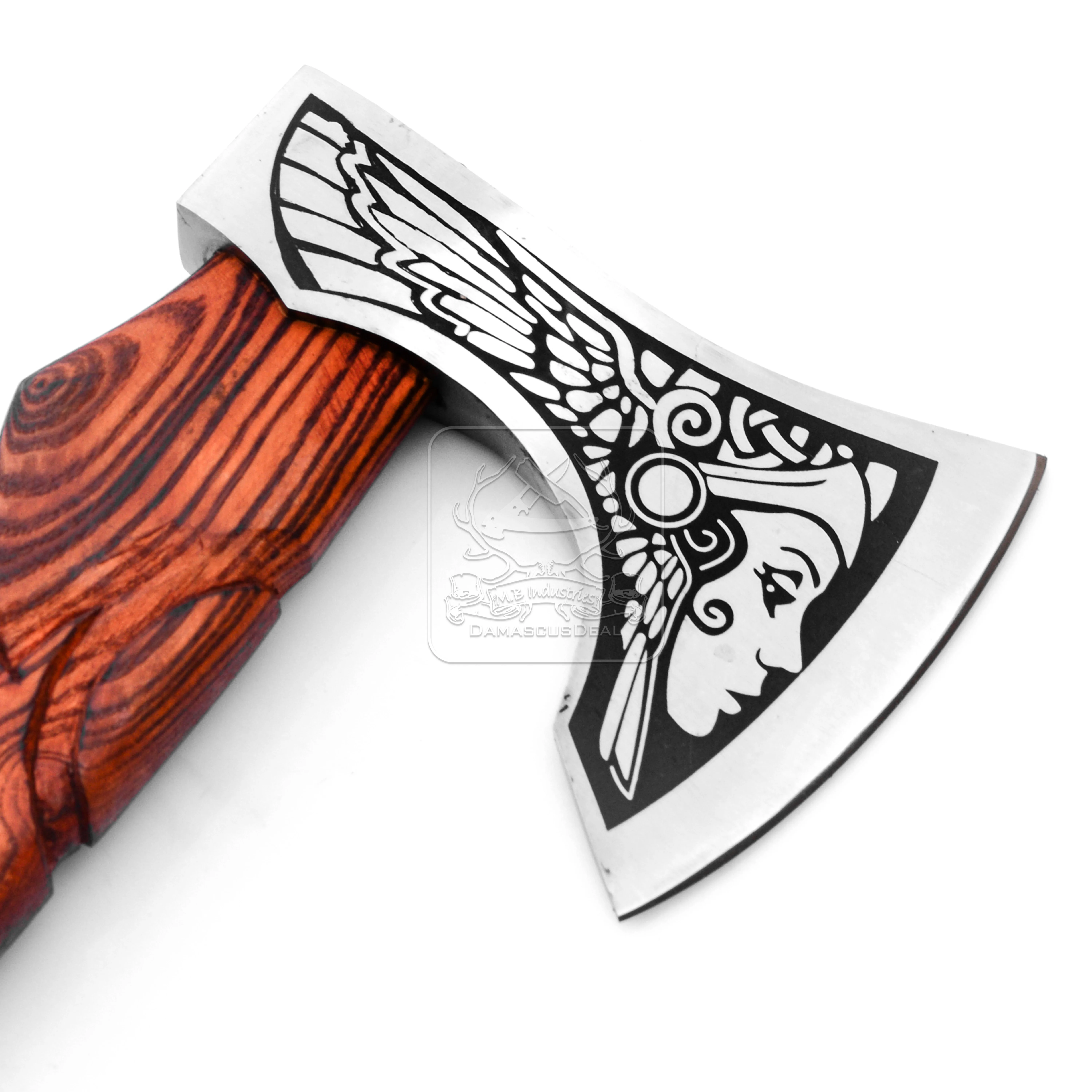 Ручной работы замысловатые гравированные рисунки топор Викинг Томагавк DD-VikingAxe-132 бородатое лезвие выгравированное деревянное дерево стальная ручка для кемпинга