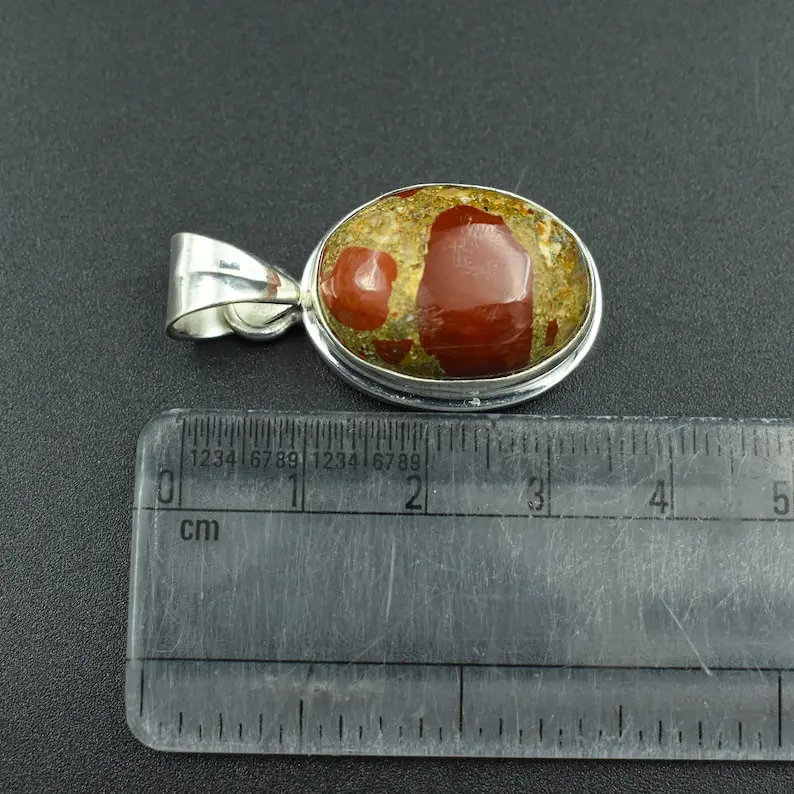 Red Jasper Gemstone 925 Sterling Silver Plated Pendant Handmade  Gift For Bridal women 4018