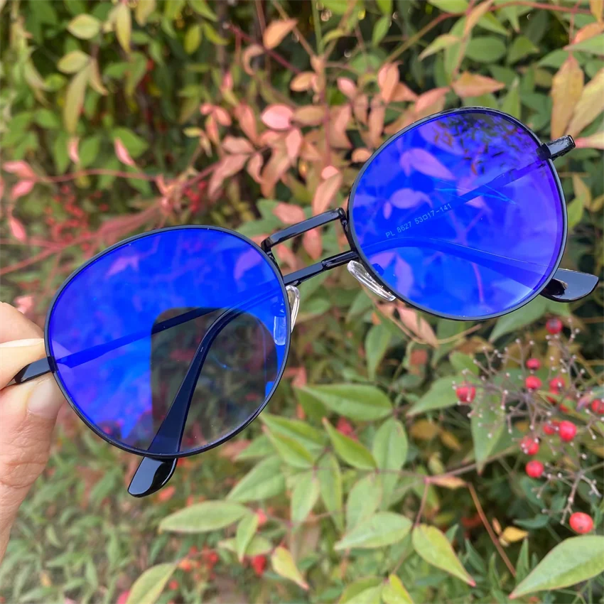 photochromic eyeglasses women men 2024 metal simple circle lunettes anti reflet homme blue light original blue photogray glasses