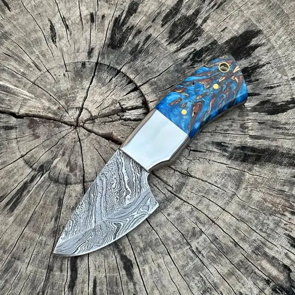 Private Label Handmade Damascus Steel Hunting Knife with Leather Sheath Direct Factory Supply Lightweight Hunting Knives