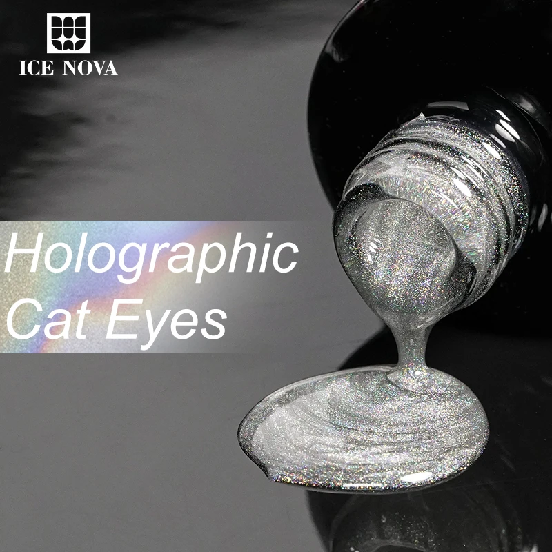 ICE NOVA 20 Colors Holographic Cat-Eye Gel Polish High Quality Hema Free And Vegan Gel OEM Gel Nail 20 ml With Unique Color Book