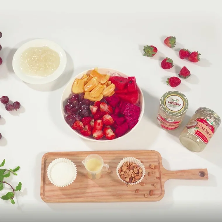 Sugar-Free Canned Fruit Coconut Sweet Jam Vicosap Vietnam Macapuno Coconut Flesh Topping Preserved Glass Jar Ingredients