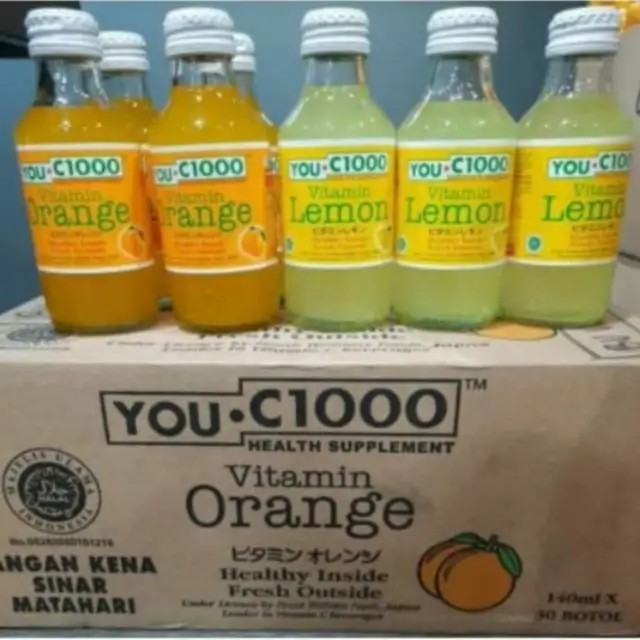 You C1000 30 bottles x 140 ml Lemon, Orange, Apple, Mango Health drink Vitamin minuman kesehatan Indonesia