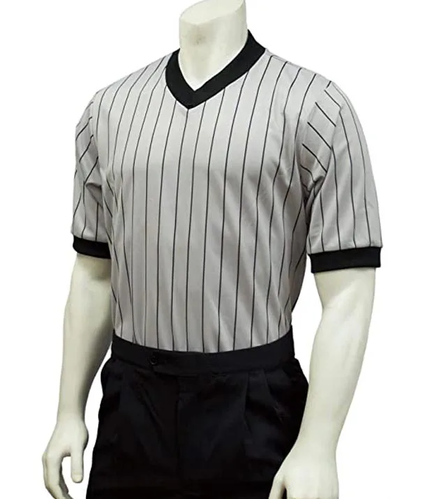 Basketball referee Shirt Black and White Stripe Short Sleeve Mesh Football Referee Shirt Men Half Zipper Collar Referee Shirt
