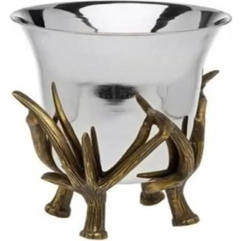 Hand Hammered Design Ice Bucket Bowl With Handle For Table Top Hotel Restaurant Bar Use Shiny Ice Bucket
