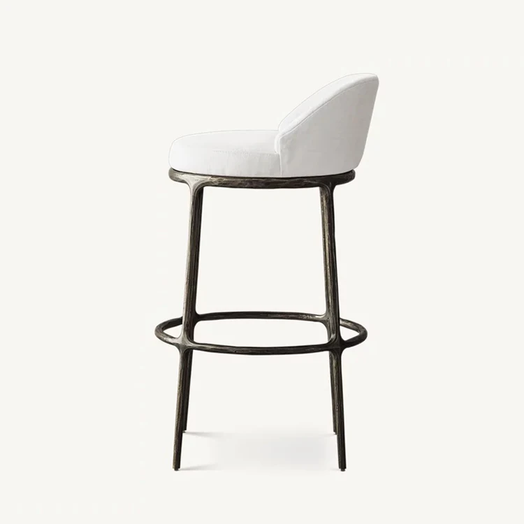 THADDEUS Customize Size  Frame Hand Hammered Finishes Bar Chair Fabric Bar and Counter Stool