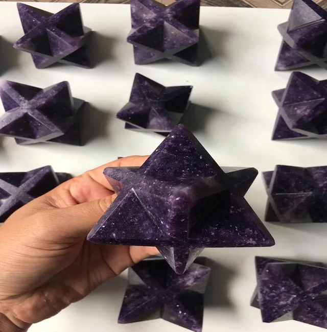 WHOLESALE NATURAL CRYSTAL LEPIDOLITE MERKABA STAR FOR MANIFESTING REIKI ENERGY HEALING CRYSTAL MERKABA STAR LEPIDOLITE
