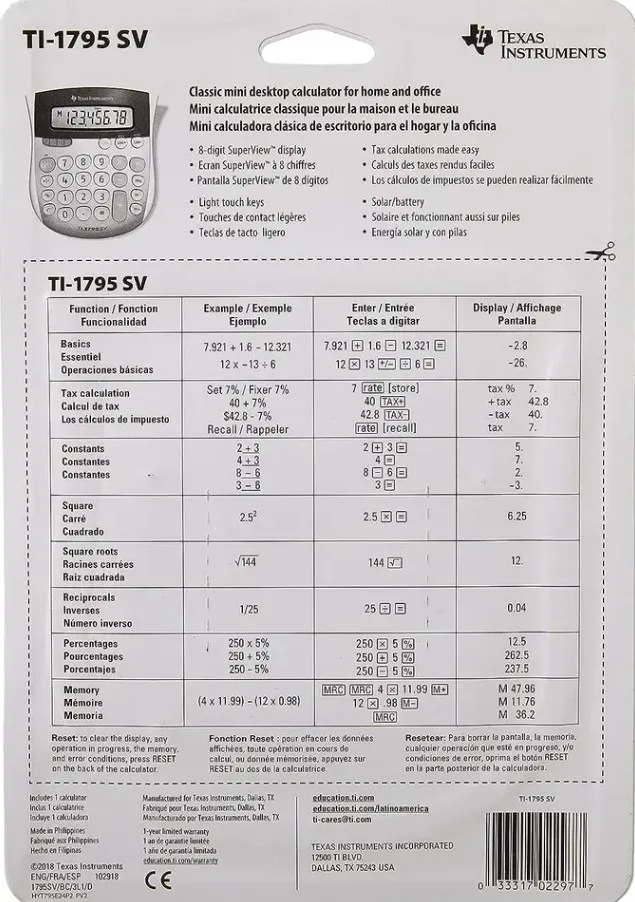 High Quality Texas Instruments TI-1795 SV Scientific Calculators New Arrival for School and Office Use Wholesale Available