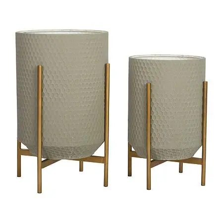 Wholesale High Polished Silver Planters Set Eco Friendly Anti Slip Floor Decorative new Accent House Office Plant Stand Pot Sets