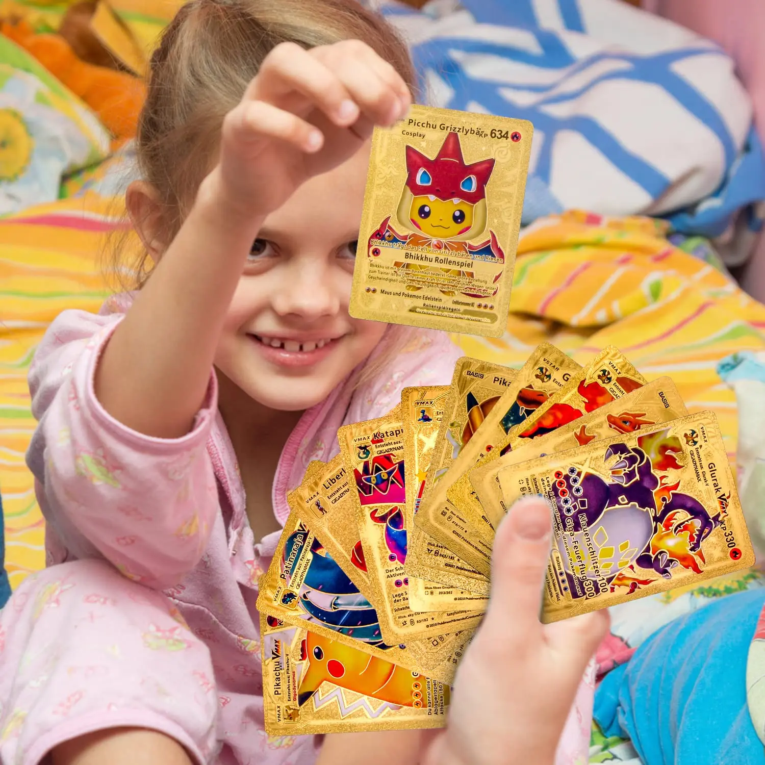 Poke mon Cards 55 Pieces  VMAX Trading 2023 New Poke mon gold cards Rare Collectible Cards  Puzzle Game Exchange