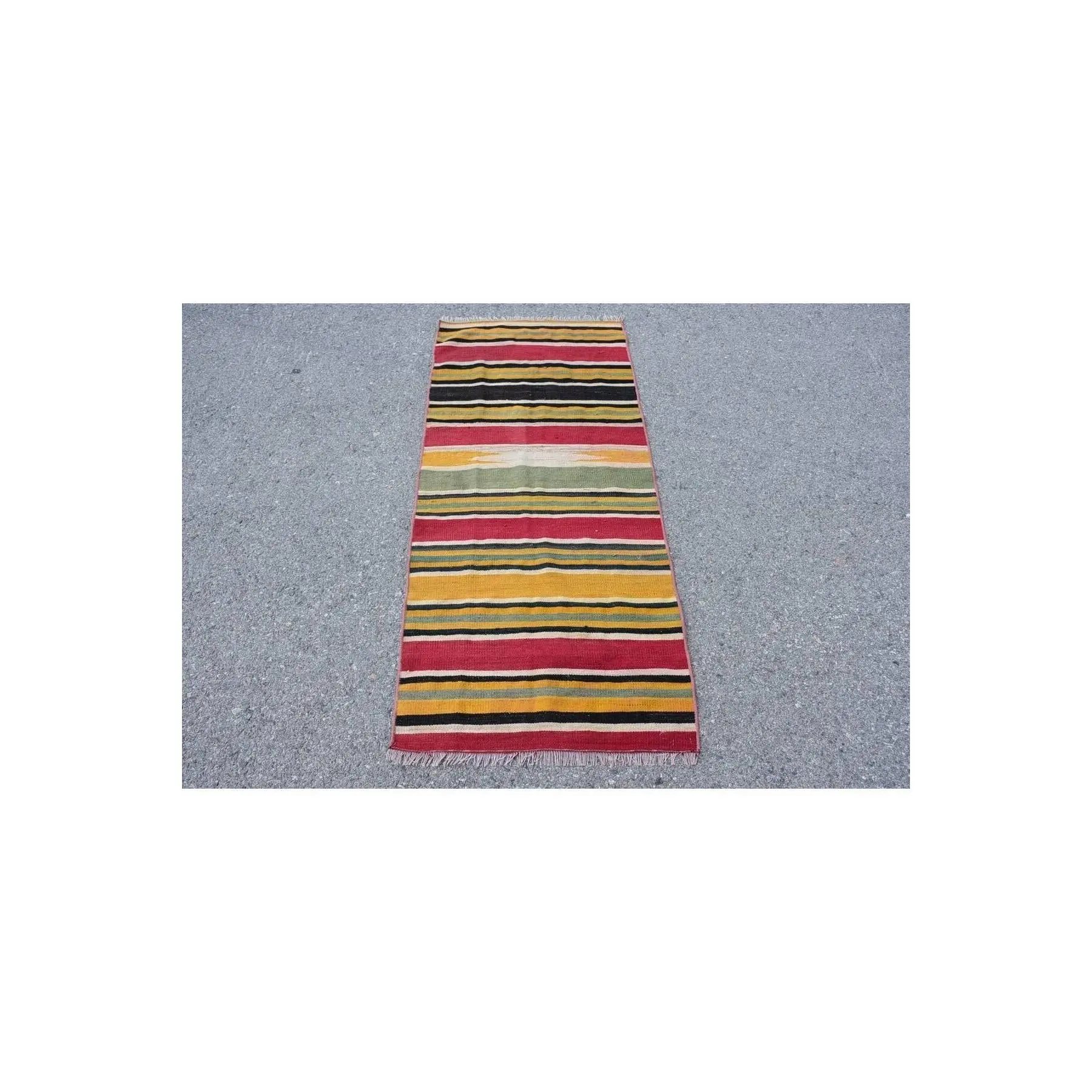 Nostalgic Kilim, Anatolian Kilim, Car Mat Kilim, 64x146 cm Small Kilim, Yellow Antique Kilim
