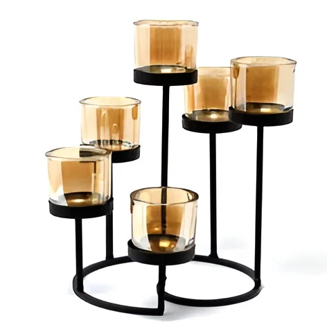 Elegant Colorful Iron Metal Candelabra For Home Interior Candlesticks Lighting Wedding House and Living Room Decoration 2024