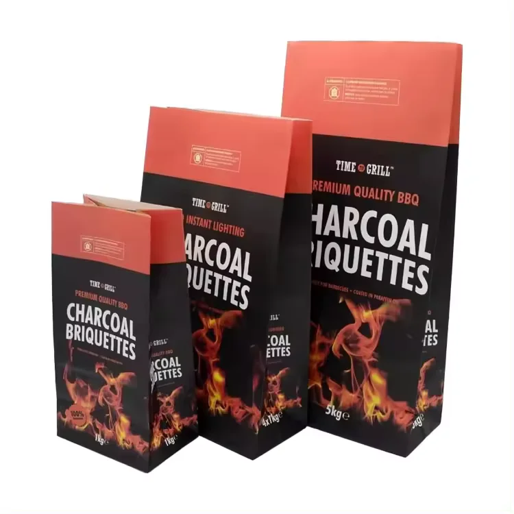 Factory Supplier BBQ Coal Barbeque Charcoal Briquettes Packaging Kraft Paper Bags for Sale