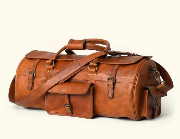 High Quality Genuine Leather Travelling Shoulder Duffle Travel Weekender Luggage Bag