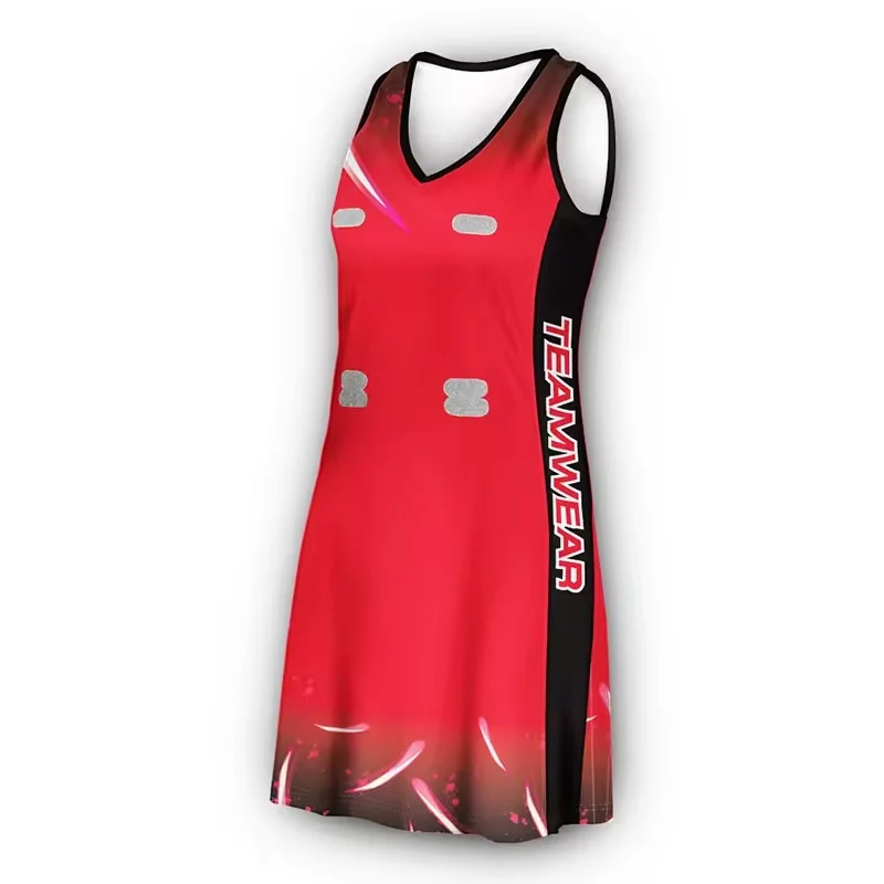 Wholesale Custom Made Netball Uniform Professional Netball Uniform High Quality Netball Uniform v-neck sublimation ladies dress