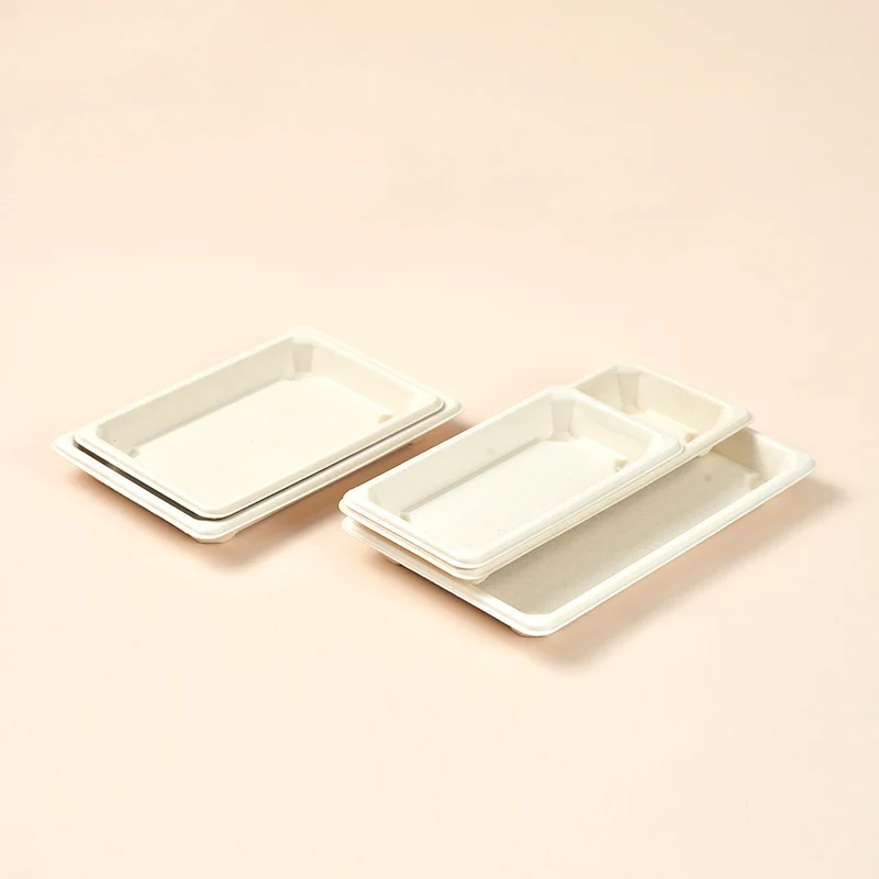 Hot Sale Compostable Dishes Sugarcane Bagasse Biodegradable Vegetable Meat Tray