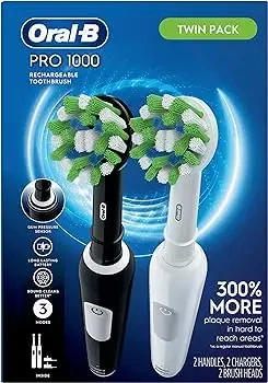 Hot sale Oral. - B Pro 1000 CrossAction Electric Toothbrush, Black and White, 2 Count multiple color options