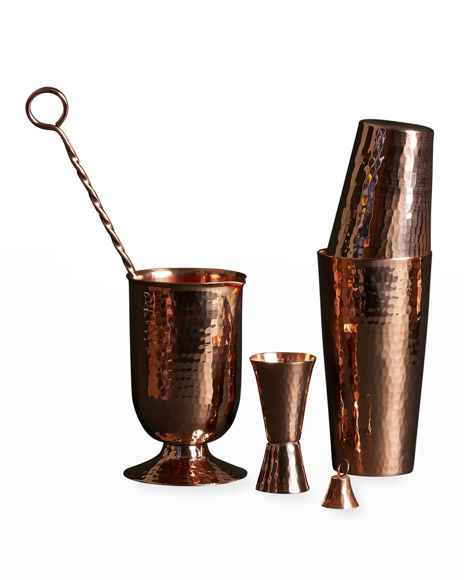 Modern Metal Copper Hammered Bar Tools Set Deluxe Bar Set and Bar Tools for any cocktail creation By WB INC INDIA
