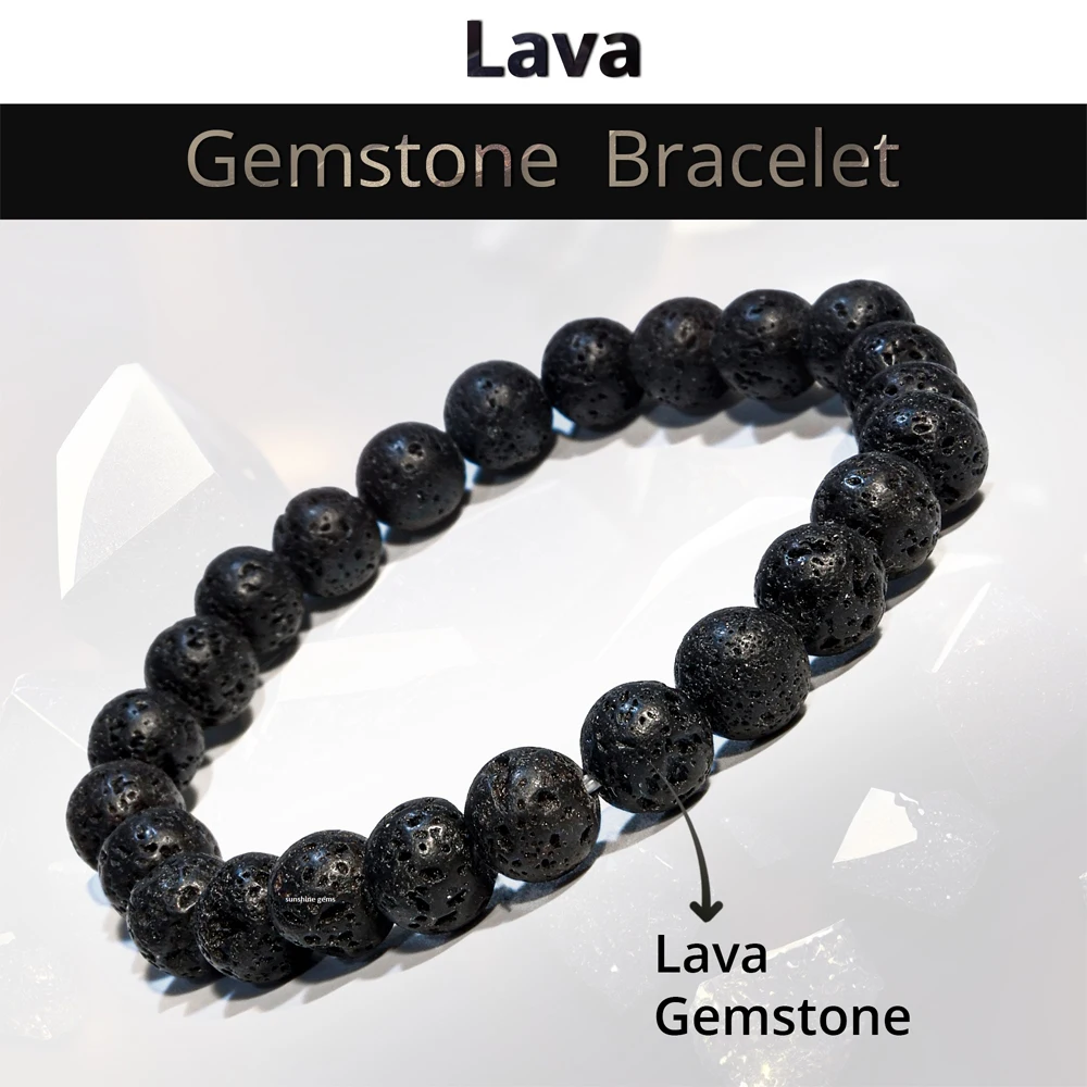 Natural Lava Rock Diffuser Bracelet Handmade 8mm Semi-Precious Gemstone Beaded Bracelet for Healing and Gifts for Women Men