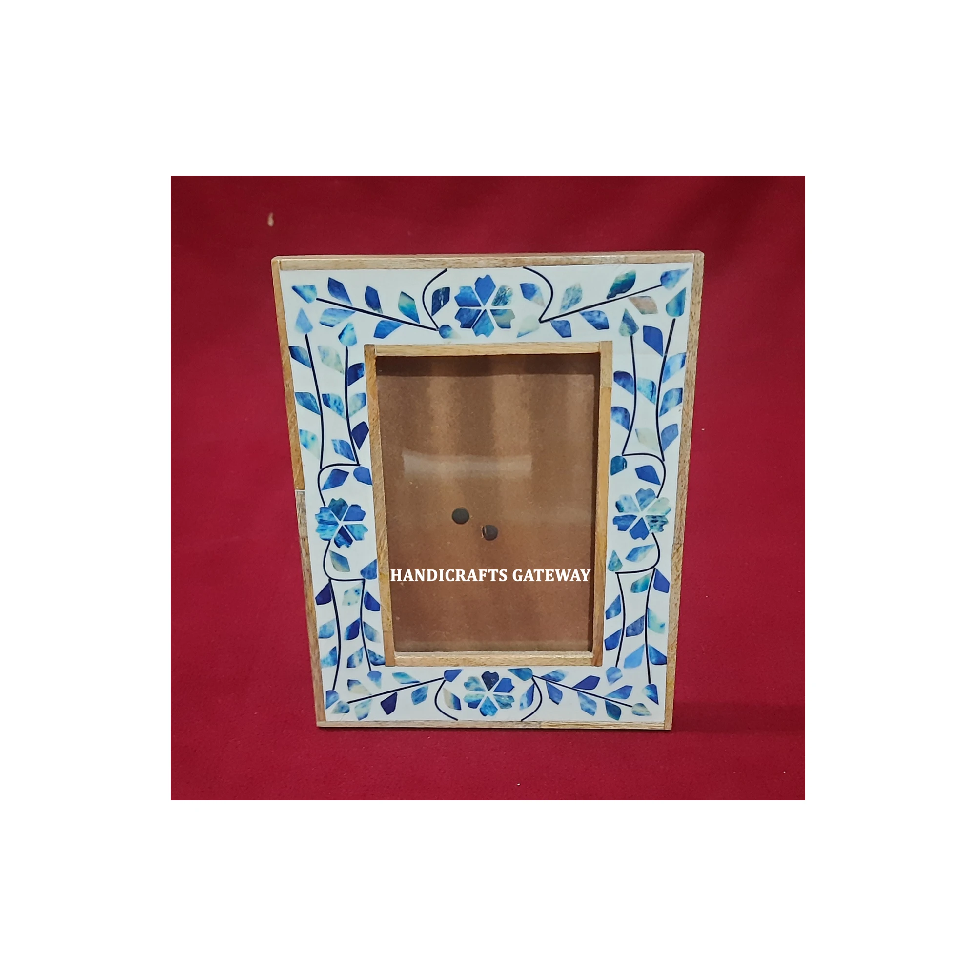 Most Beautiful New Good Looking Design Wooden Inlay Blue Mother Of Pearl Photo Frame For Home Decorations And Wedding Gifts