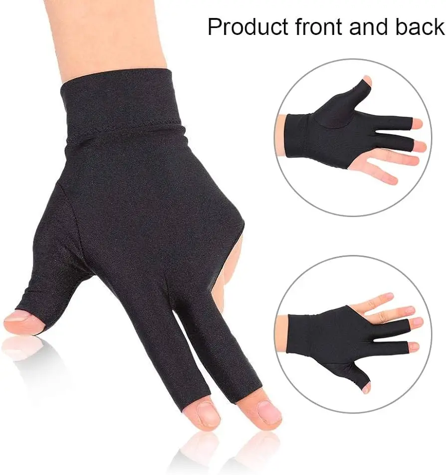 Breathable low Price 3 Finger Billiard Gloves Snooker Gloves Pool High Quality Spandex Material Colours OEM Billiards gloves