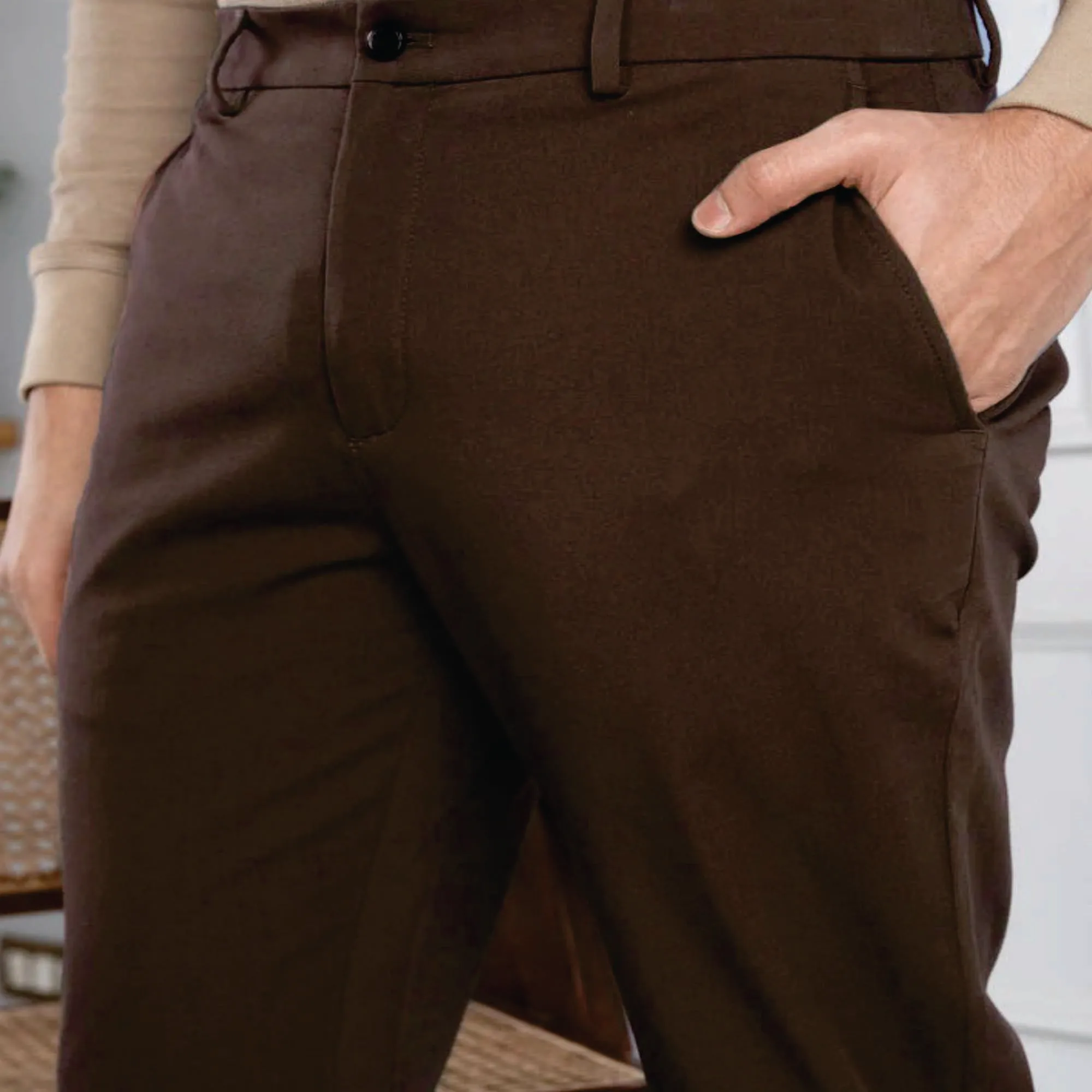 2023 Chino Pants Men Stretch Slim Classic Fit Casual Summer Pants Trousers Thin Cotton Elastic Waist Korean Male Business Light