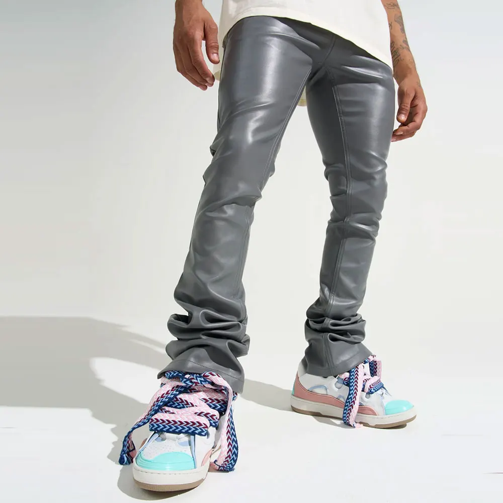New Arrival Online Sale Men Stacked Leather Pants Best Quality High Selling Trendy Men Stacked Leather Pants