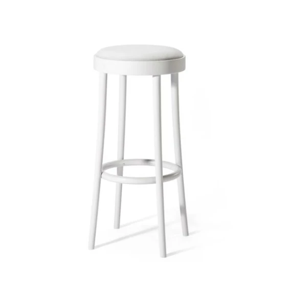 Round Bar stools high white painted wood