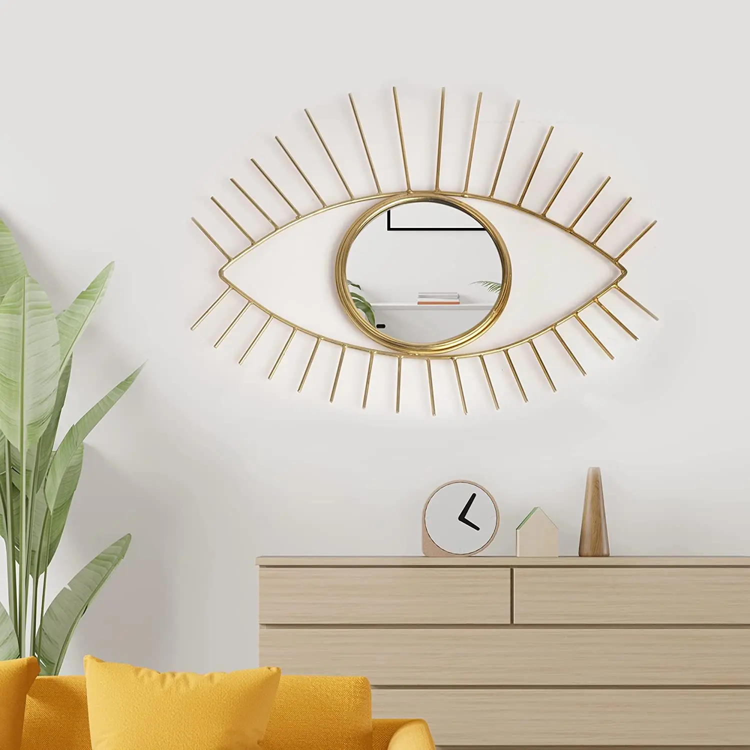 Decorative Eye Framed Wall Mounted Mirror Good Quality Gold Plated Factory Customized Metal Eye Framed Mirror High Sale