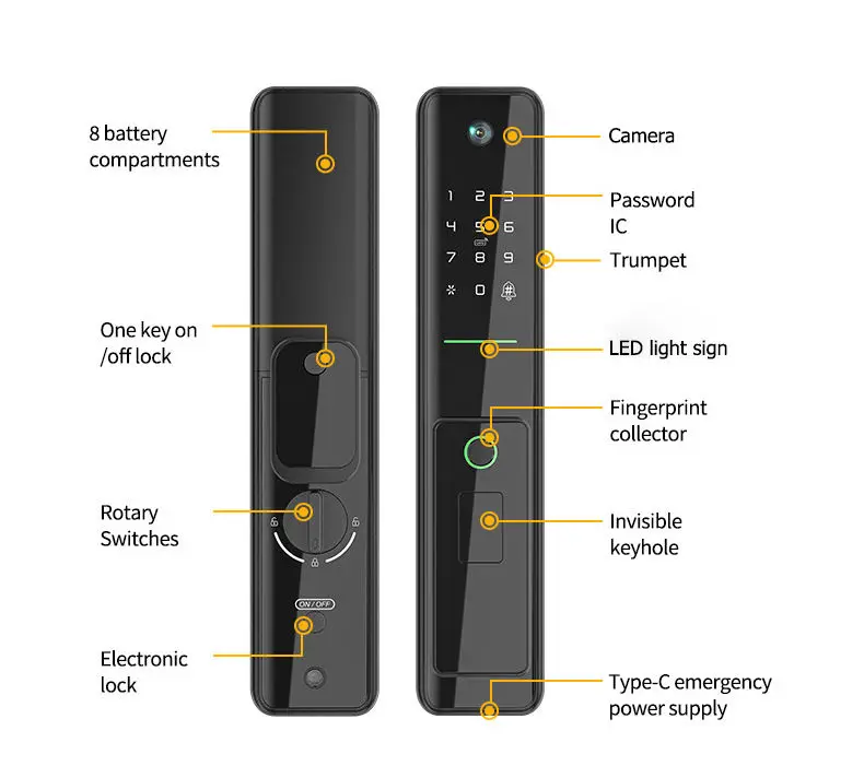 Sinovo WiFi Bluetooth Wireless Digital Door Lock Aluminum Automatic Unlock Smart Lock RFID Card App Password Tuya Key Code