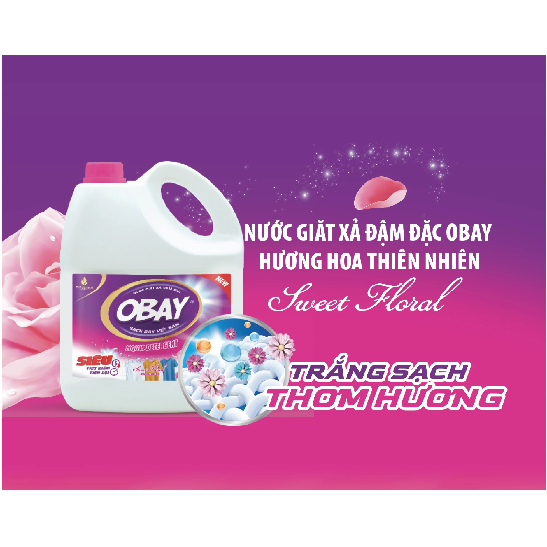Obay Pink Liquid Detergent 3600ml Sweet Floral Flower Fragrance Liquid Cleaner APPAREL Laundry Detergent