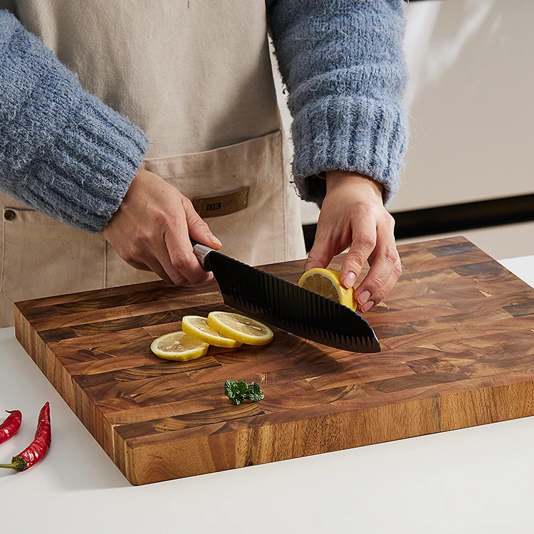 Custom Logo Heavy Duty Extra Large Kitchen Acacia Wood End Grain Butcher Block Chopping Cutting Board