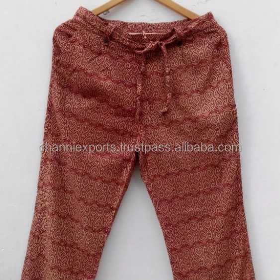 Beautiful Hand Block Printed Cotton Long Pant With Elastic Waist, Colorful Print Pant For Casual Street & Night Sleep Wear Pant