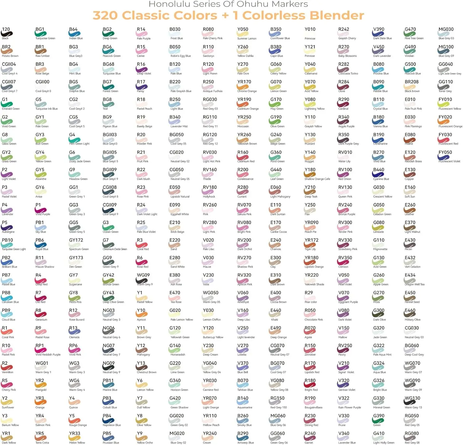 Ohuhu Alcohol Markers Brush Tip - 320-color Double Tipped Art Sketch Marker Set for Artists Adults Coloring Illustration