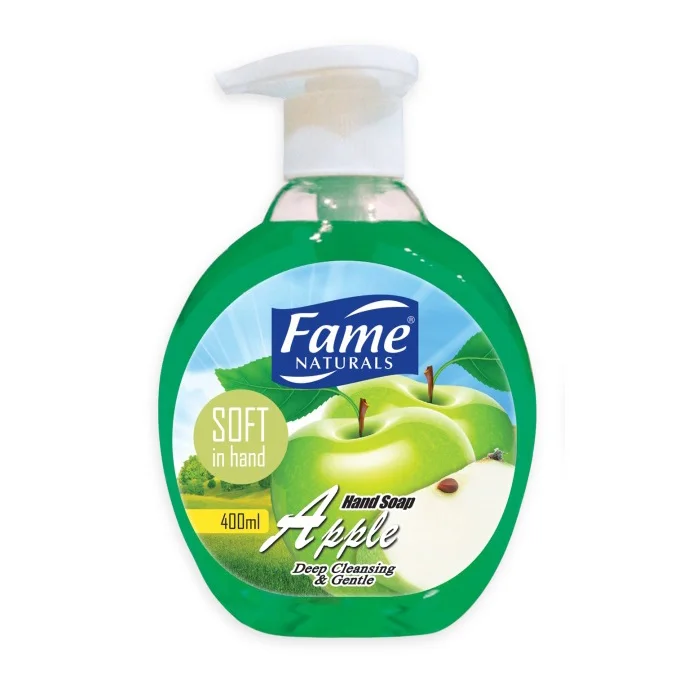 FAME Natural Hand Soap 400ML Liquid Hand Wash Fruity Sensation Plastic Bottle Lemon Orange Grape Strawberry Apple