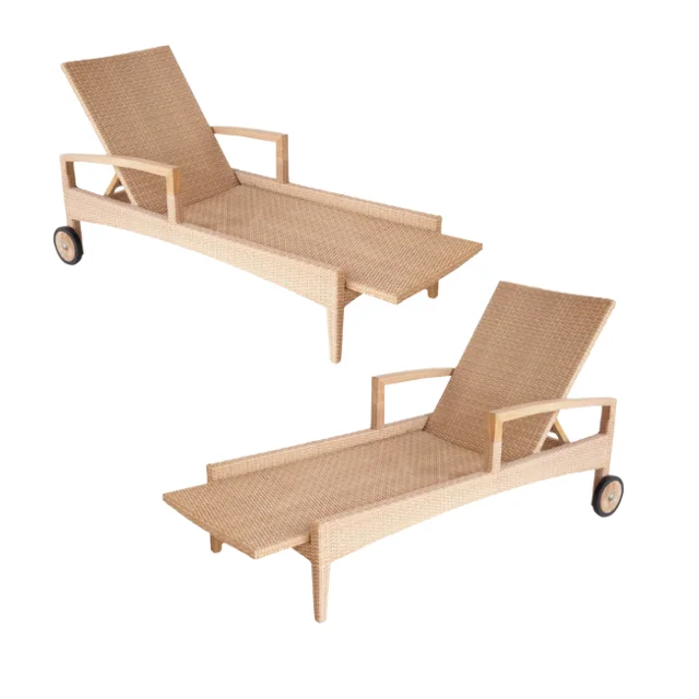 New Product High Quality Rattan Sun Loungers Outdoor Sunbed Beach Chair Natural Folding Chair Direct Factory