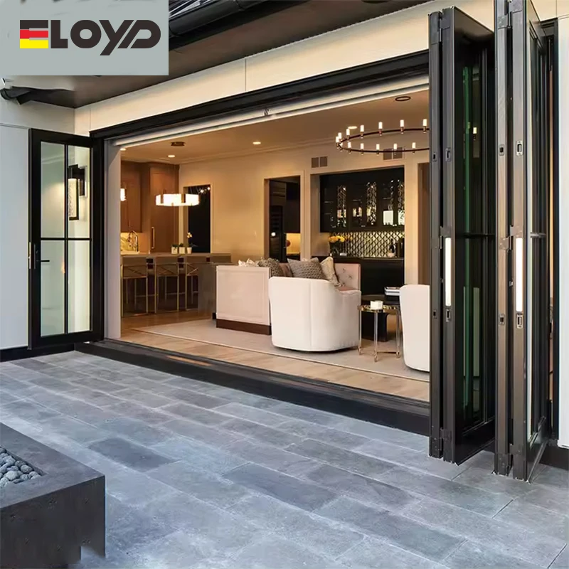 Eloyd aluminum accordion patio large doors sliding hurricane impact folding glass door
