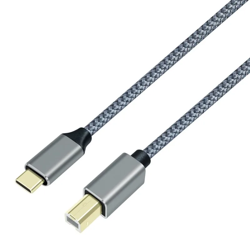 1M Nylon Braided USB Type C Male to Male USB B 2.0 Printer Cables for Laptop Computer Printer Scanner